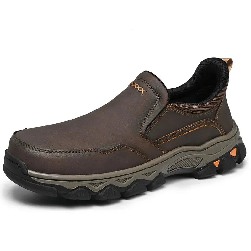 Men's Genuine Leather Slip-On Walking Shoes - Easy On, Comfortable All Day