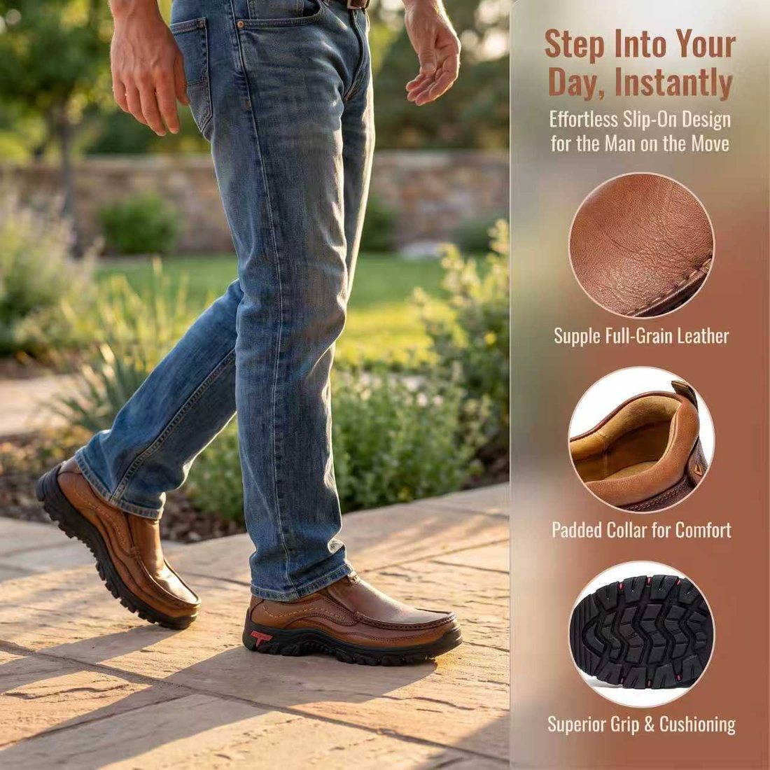 USA Cobbler®Men's Handmade Genuine Leather Orthopedic Walking Shoes - Image 5