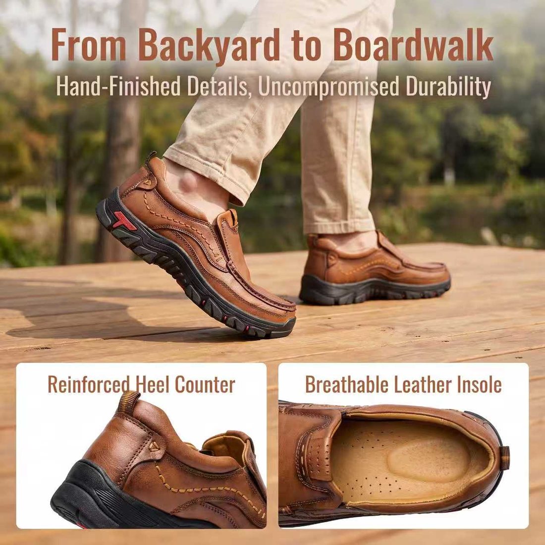 USA Cobbler®Men's Handmade Genuine Leather Orthopedic Walking Shoes - Image 6
