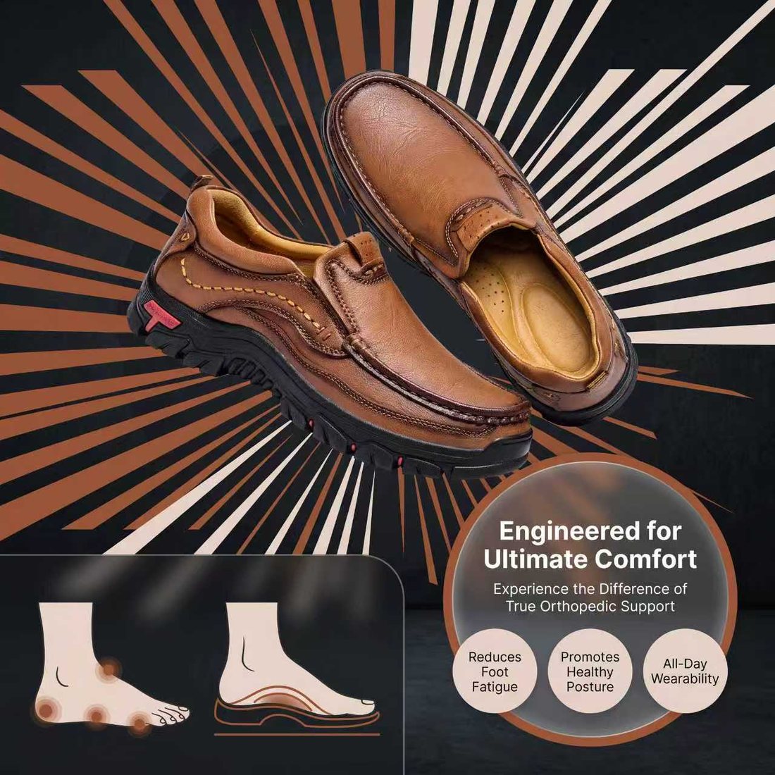 USA Cobbler®Men's Handmade Genuine Leather Orthopedic Walking Shoes - Image 7
