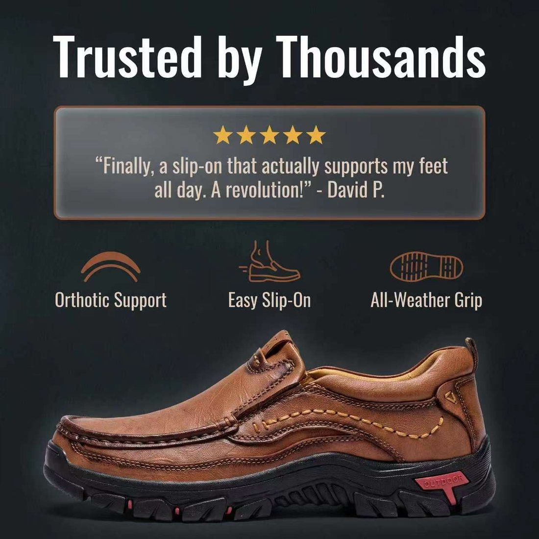 USA Cobbler®Men's Handmade Genuine Leather Orthopedic Walking Shoes - Image 8
