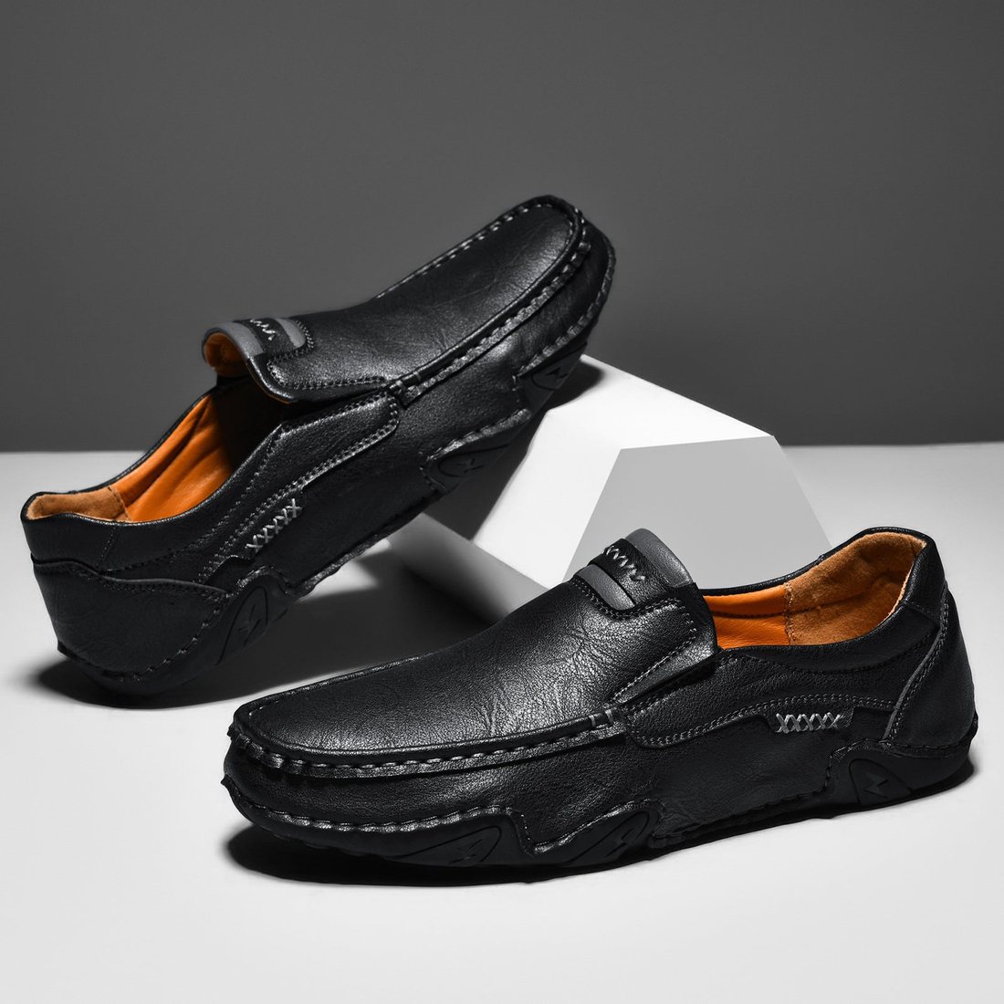 Usacobbler Hand-Stitched Casual Slip-On Loafers - Image 6
