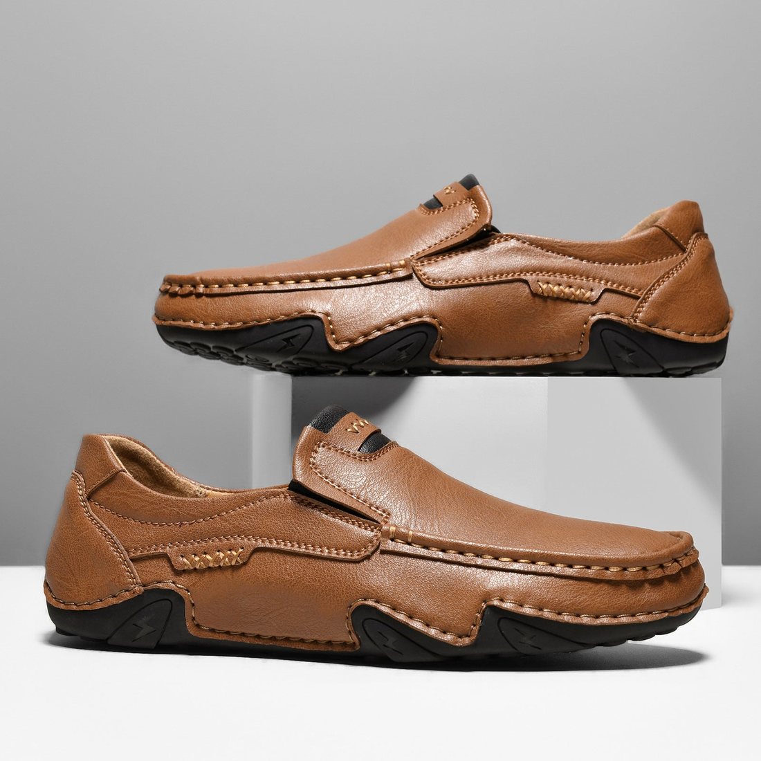 Usacobbler Hand-Stitched Casual Slip-On Loafers - Image 7