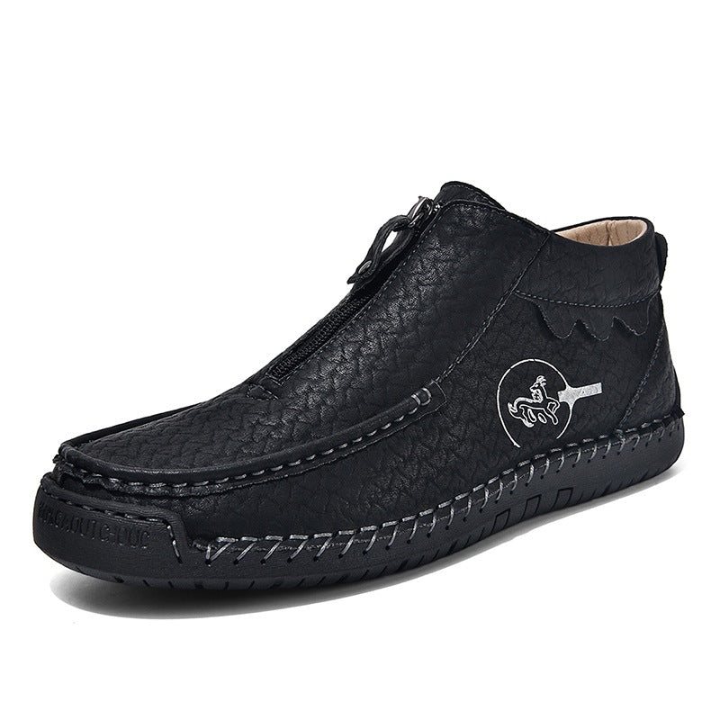 Usacobbler Hand-Stitched Zip-Up Casual Shoes