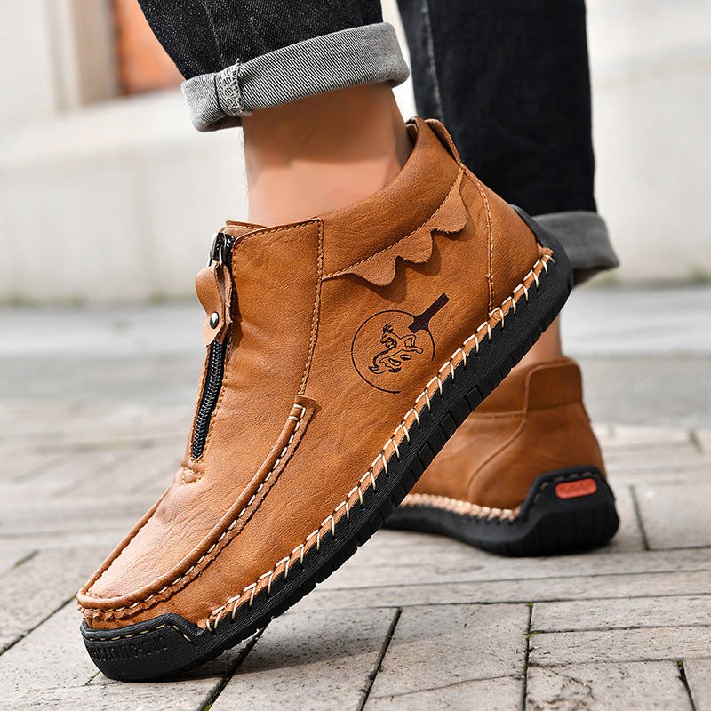 Usacobbler Hand-Stitched Zip-Up Casual Shoes - Image 5