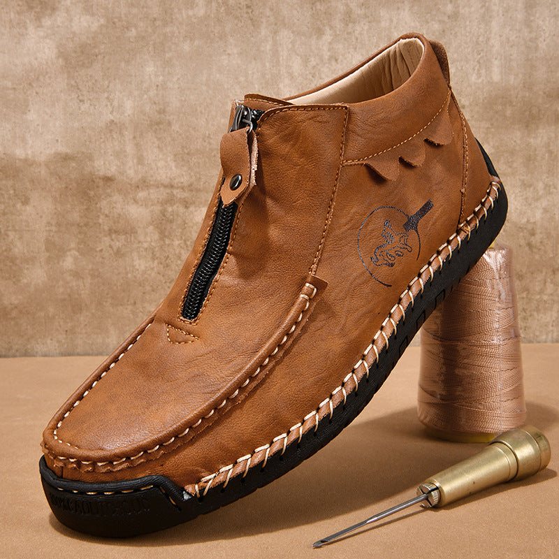 Usacobbler Hand-Stitched Zip-Up Casual Shoes - Image 6